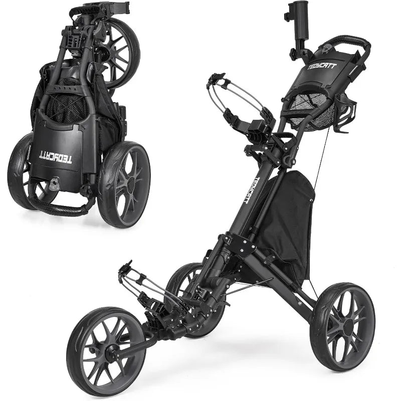 Three Wheel Golf Push Cart Lightweight Folding Trolley