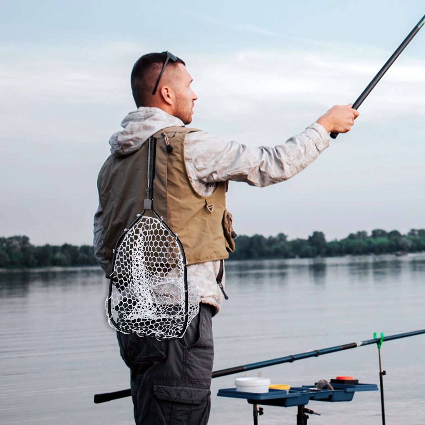 Hipicute Foldable Trout Landing Net With Soft Rubber Mesh