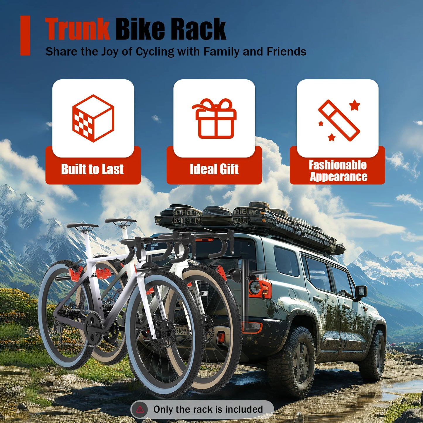 Trunk Mounted Bike Rack For Sedans SUVs Vans Holds Three