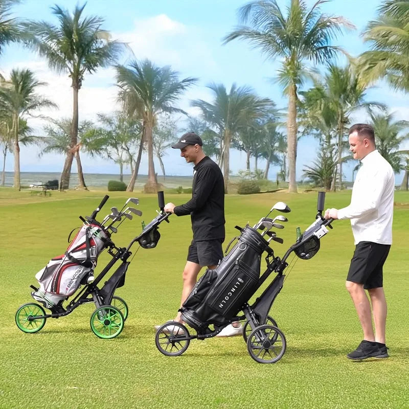 Three Wheel Golf Push Cart Lightweight Folding Trolley