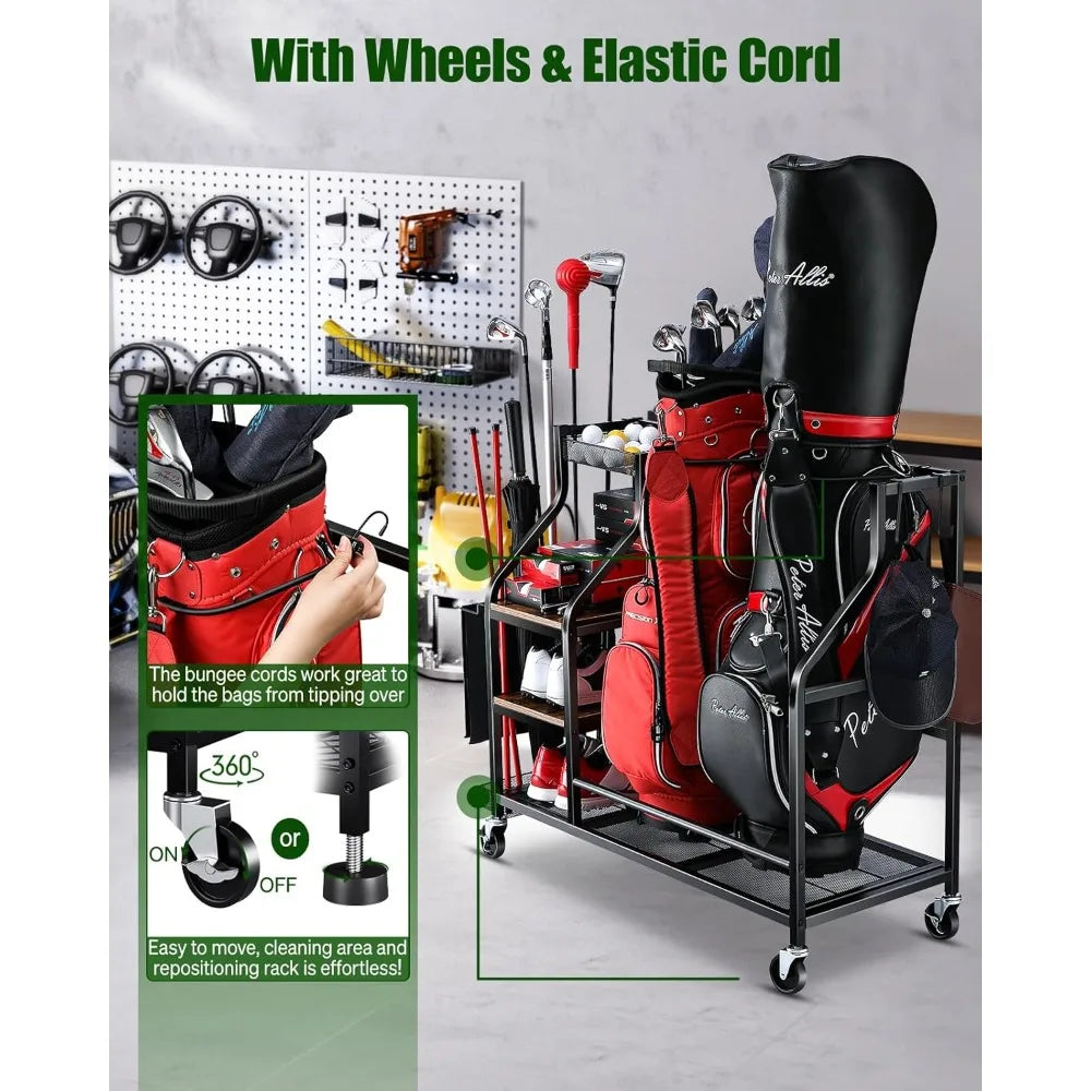 Golf Bags Storage Organizer Stand For Golf Equipment