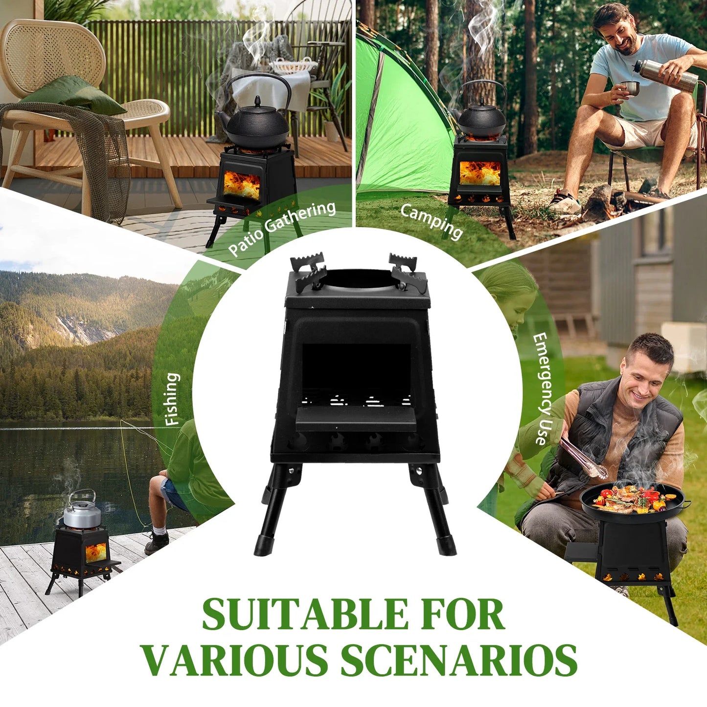 Portable Wood Camping Stove For Outdoor Cooking Use