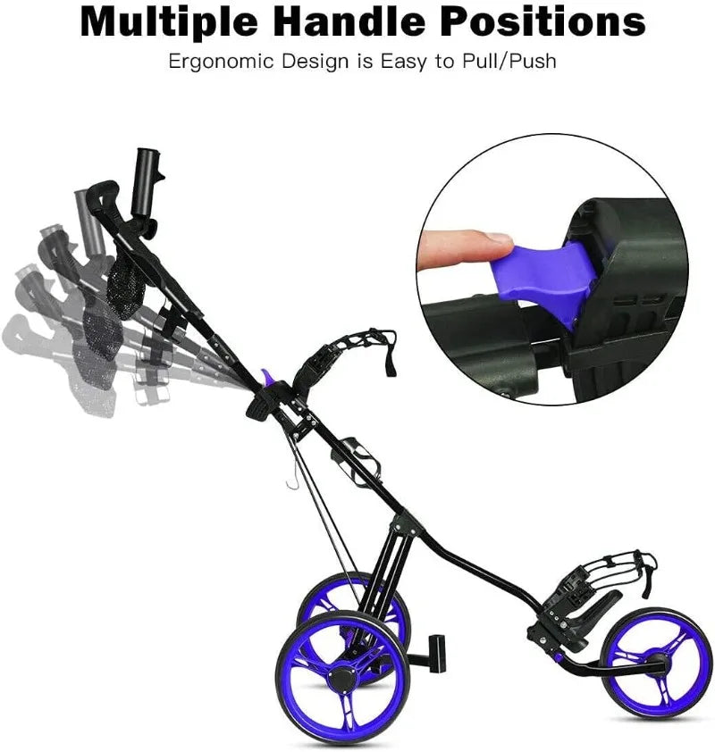 YTYIN Golf Push Cart With Seat Height Adjustable Handle