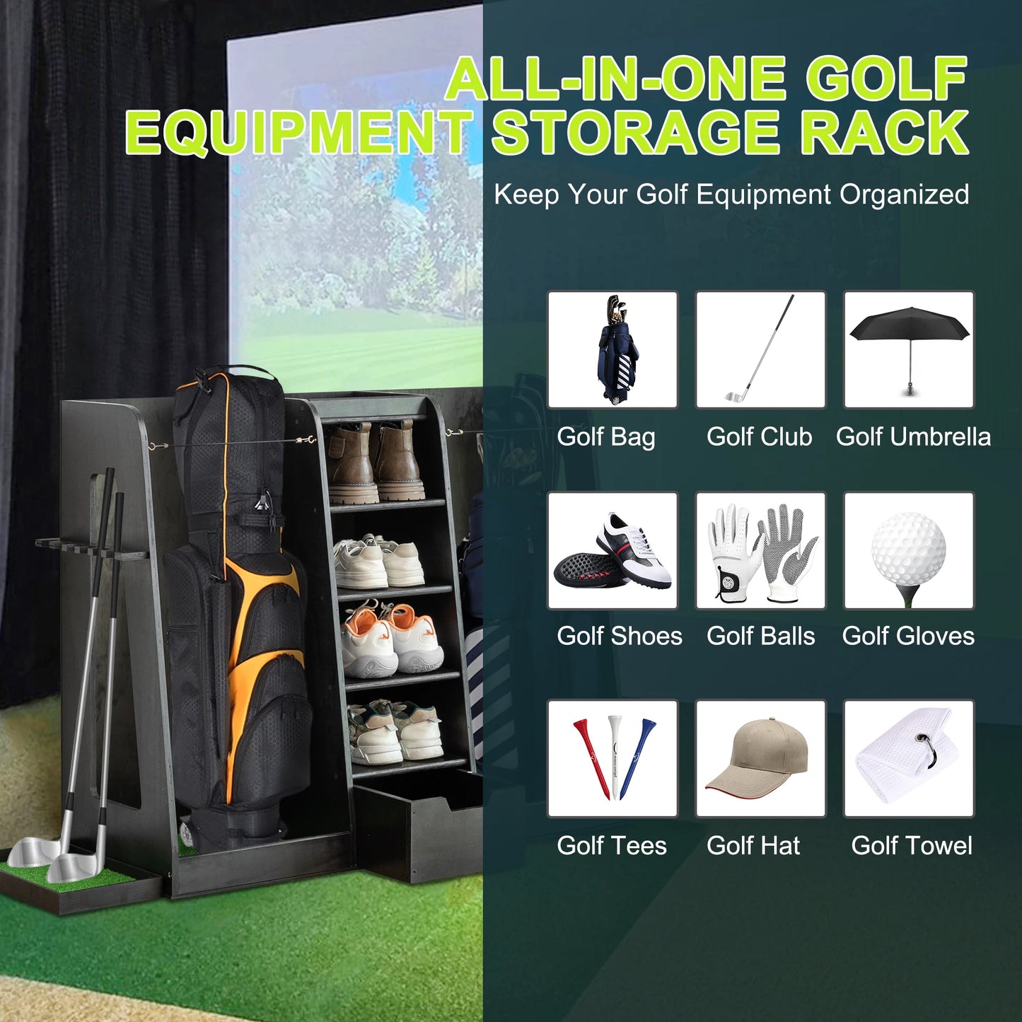 Pro Gear Sporting Goods Wooden Golf Bag Storage Rack