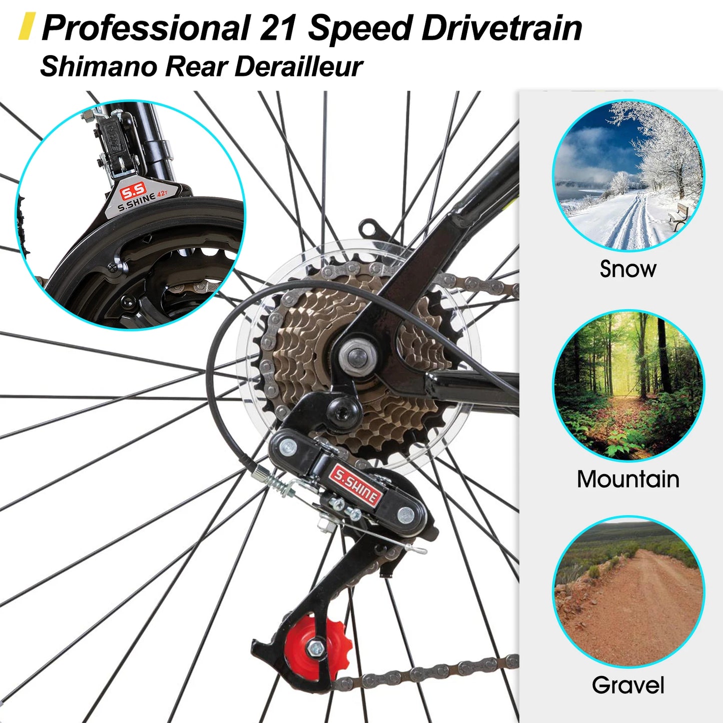JOYSTAR Mountain Bike 21 Speed High Carbon Steel Frame