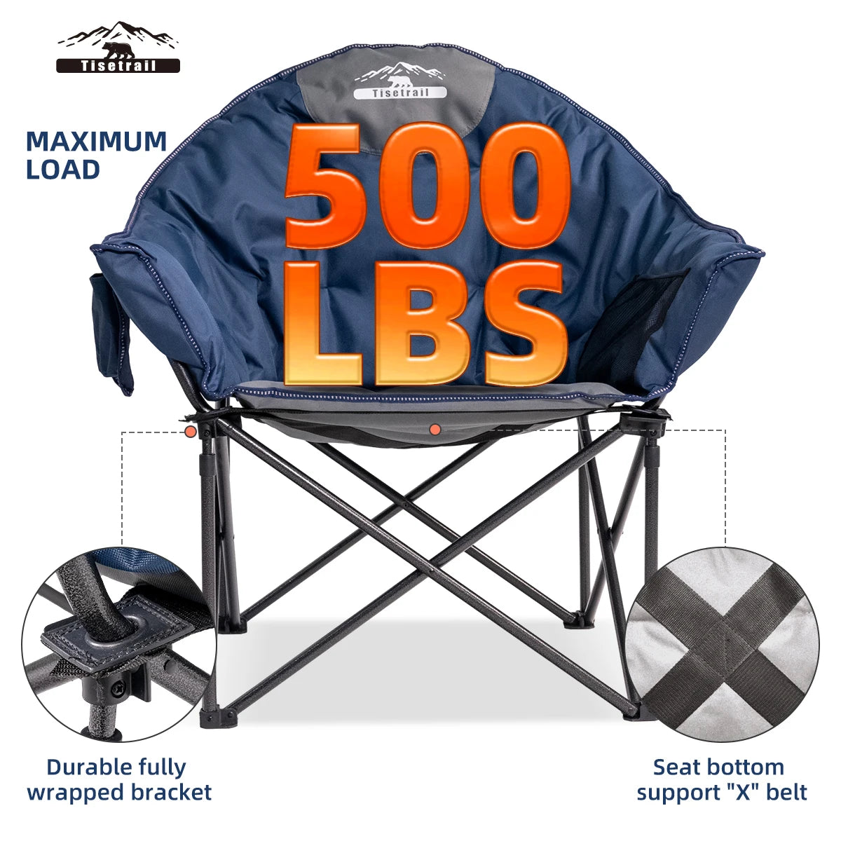 Tisetrail Oversized Padded Moon Saucer Camping Chair