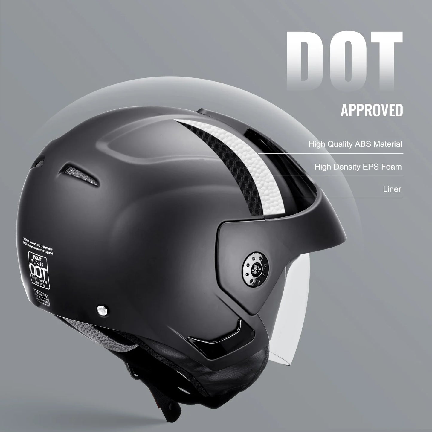 SucceBuy Three Quarter Face Motorcycle Helmet With Interchangeable Lens ABS