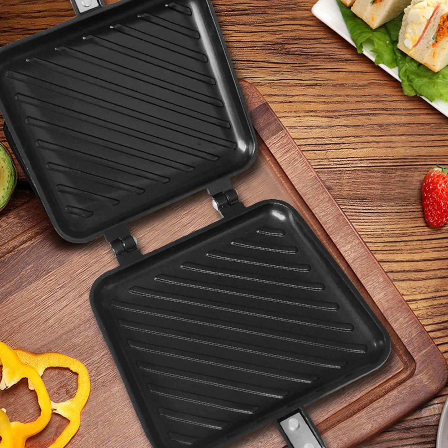 Shunmaii Double Sided Nonstick Sandwich Waffle Pan Griddle