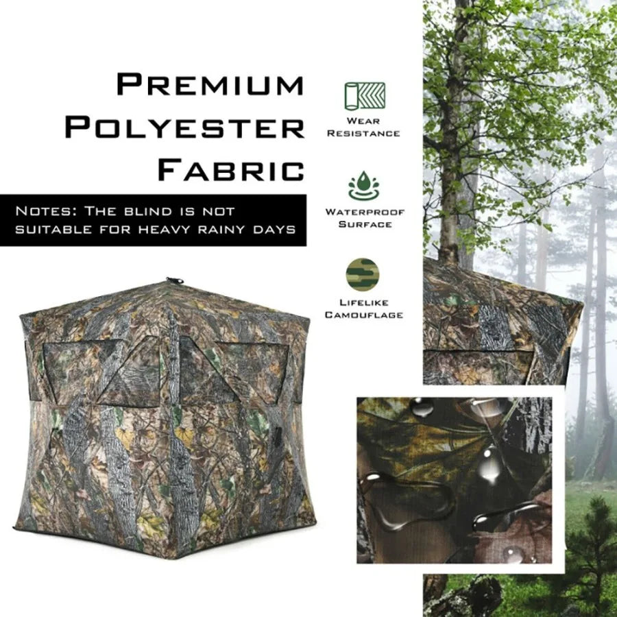 Three Person Portable Pop Up Hunting Blind With Tiedowns