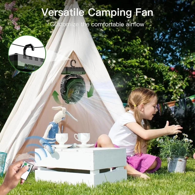 AUKYGGUS 3 In 1 Rechargeable Camping Fan With Light Remote