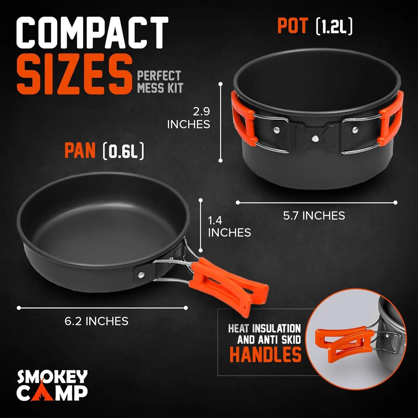 Camping Cookware Mess Kit All In One Nonstick Stove Set
