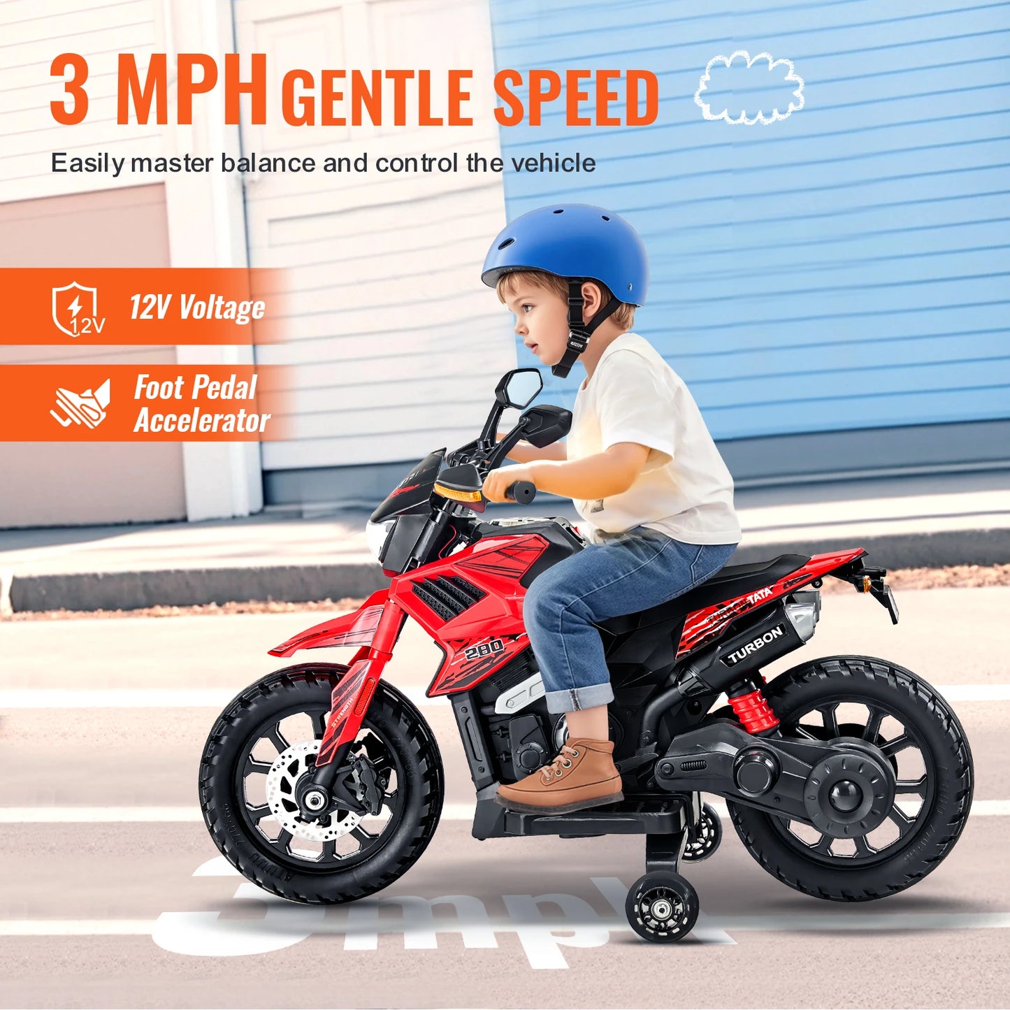 SucceBuy 6V 12V Kids Ride On Motorcycle Headlight Bluetooth