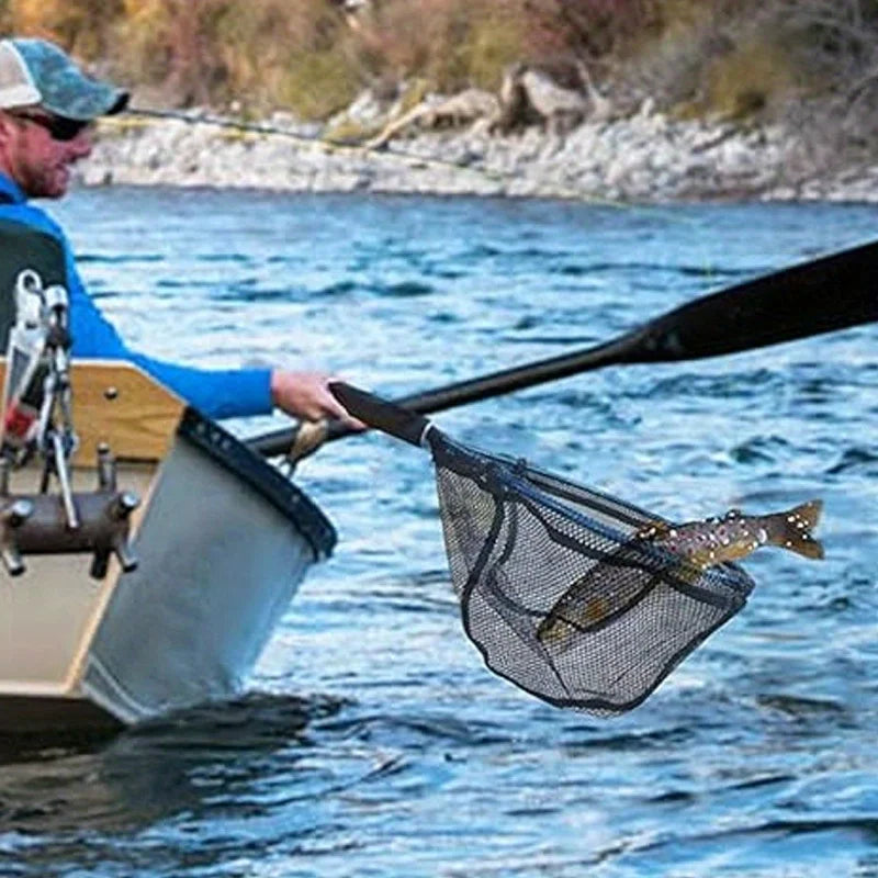 Hign Concerned Fly Fishing Landing Net Rubber Mesh Durable