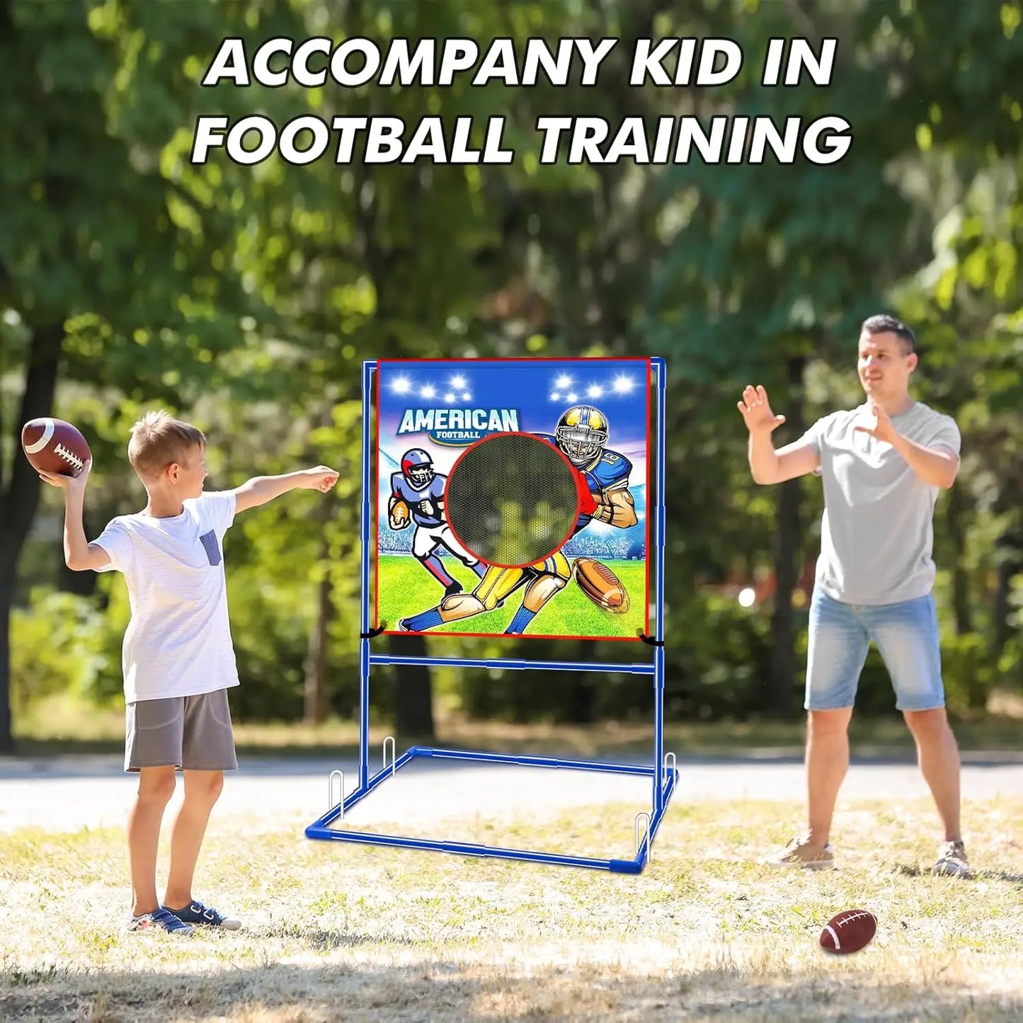 VATOS Rugby Toss Target Game Featuring Four Inflatable Footballs Indoors