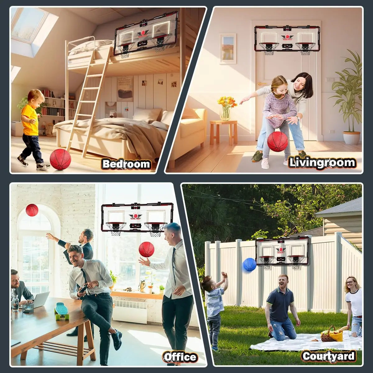 VATOS Dual Indoor Outdoor Mini Basketball Hoop Set With Scoreboard