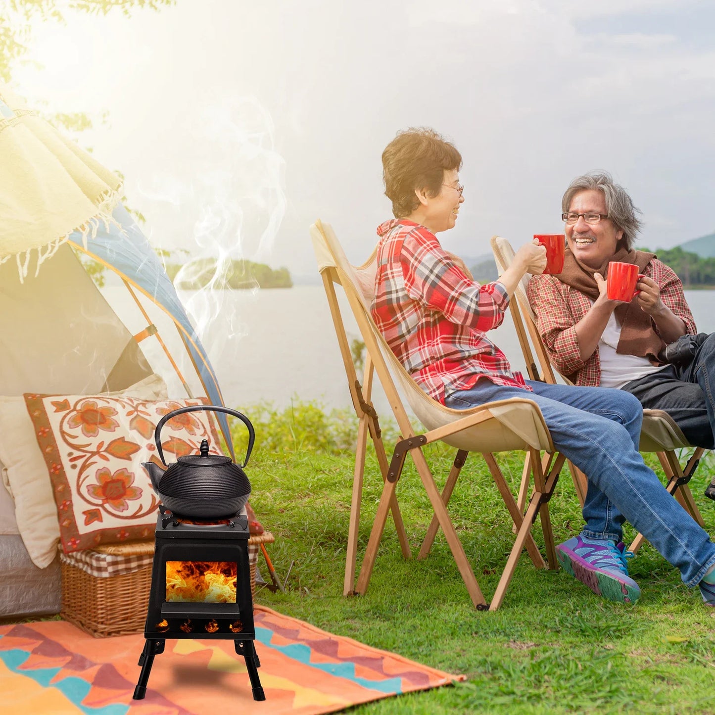 Portable Wood Camping Stove For Outdoor Cooking Use