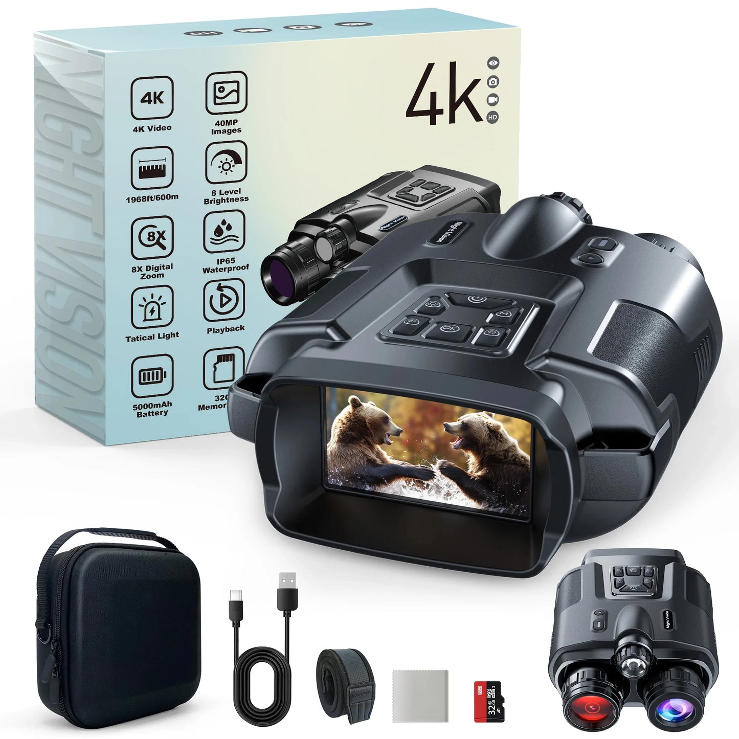 Letcmoi 4K Night Vision Binoculars Infrared Goggles