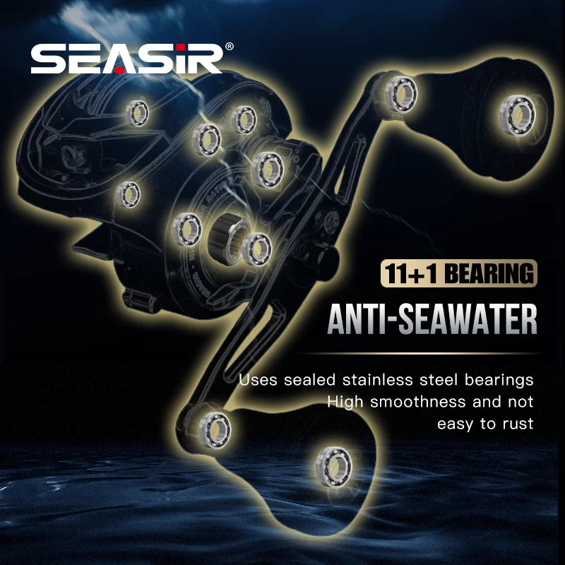 Seasir Baitcasting Reel Aluminum Frame Carbon Side Jigging