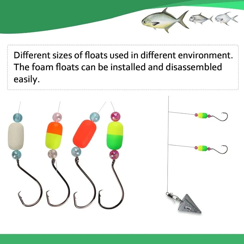 YTYINH Foam Fishing Floats Pompano Surf Bobber Rig Assorted
