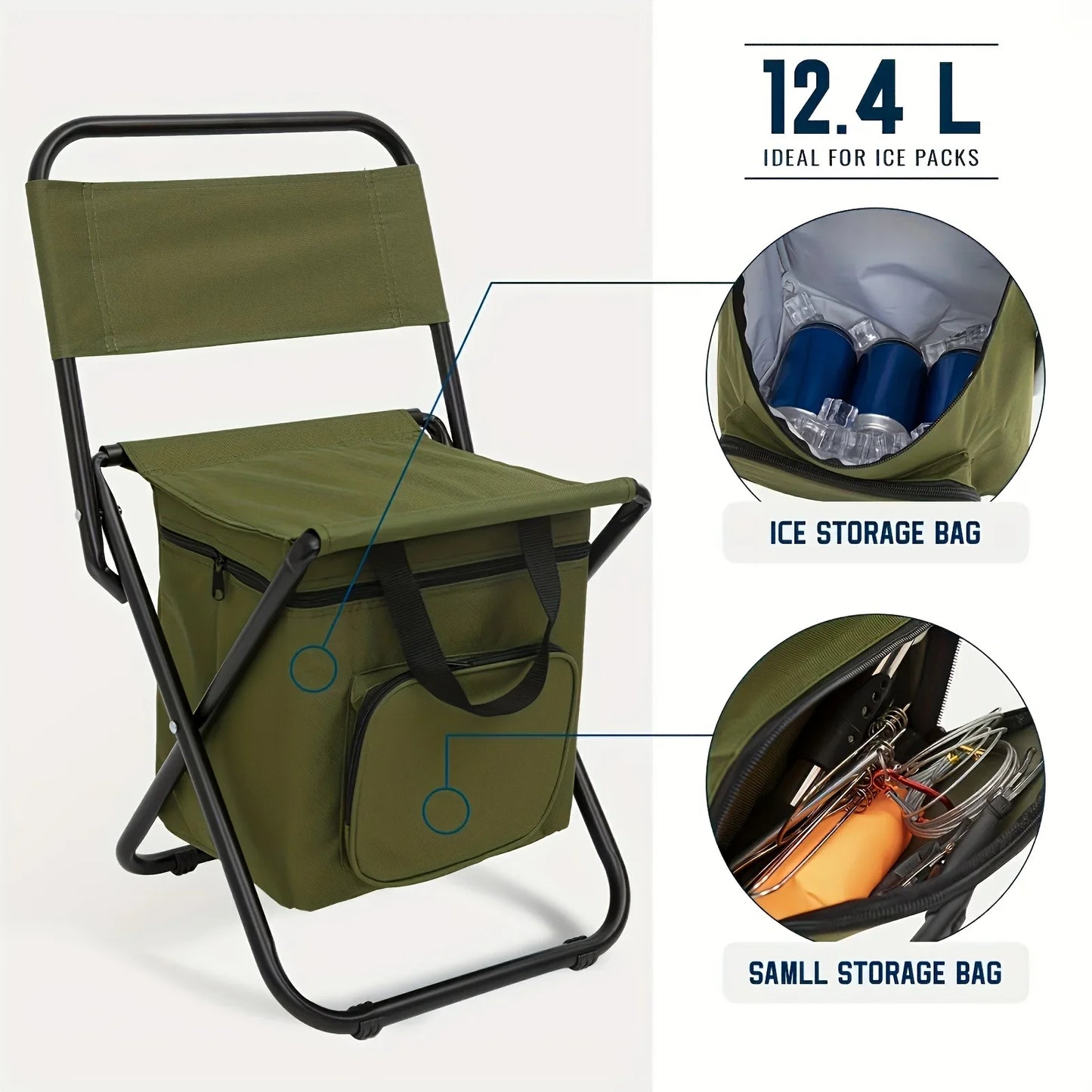 Fundango Foldable Fishing Chair With Backrest Lightweight