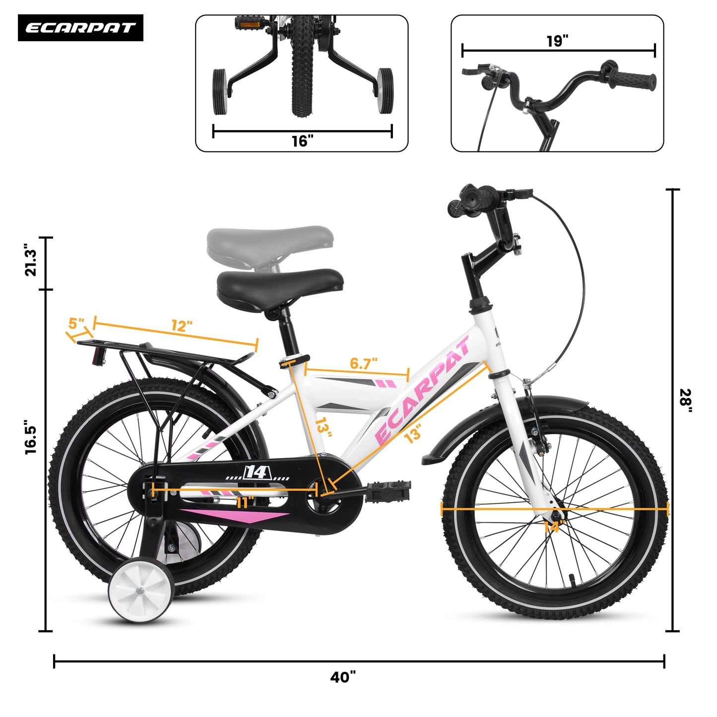Fork A14115 Kids Bike With Training Wheels Carrier