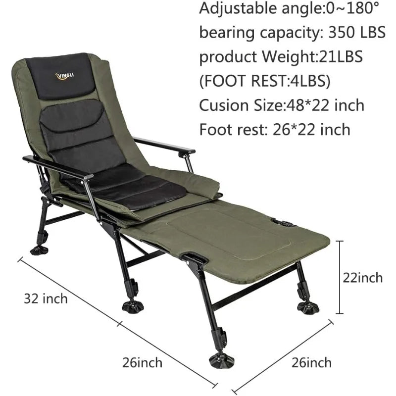 YTYIN Heavy Duty Fishing Chair With Adjustable Backrest
