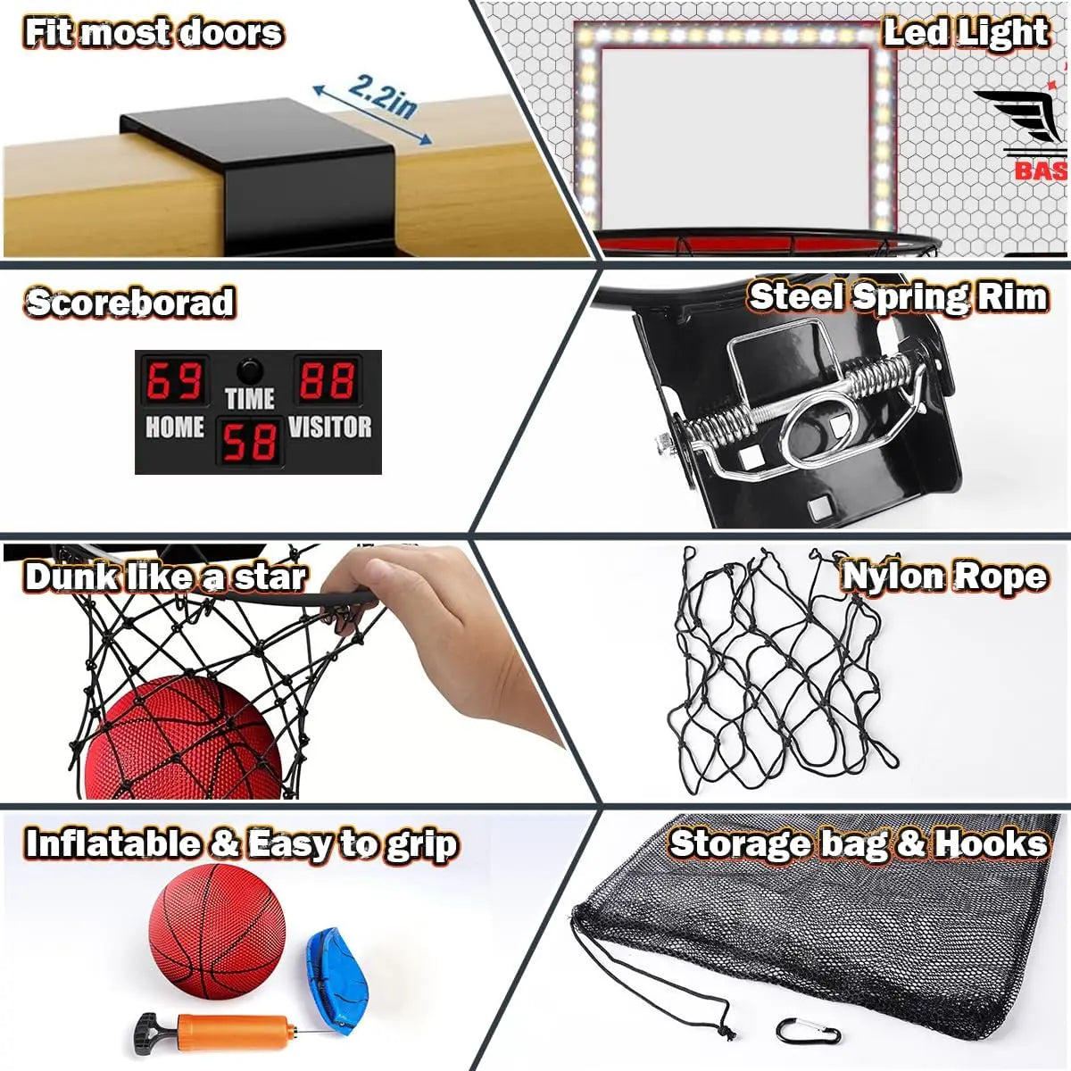 VATOS Dual Indoor Outdoor Mini Basketball Hoop Set With Scoreboard