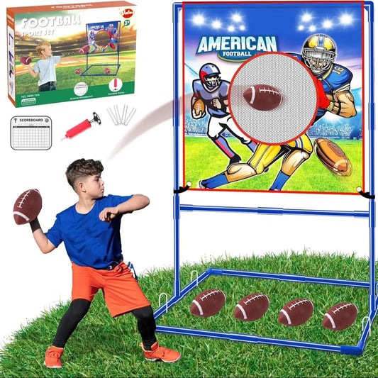 VATOS Rugby Toss Target Game Featuring Four Inflatable Footballs Indoors