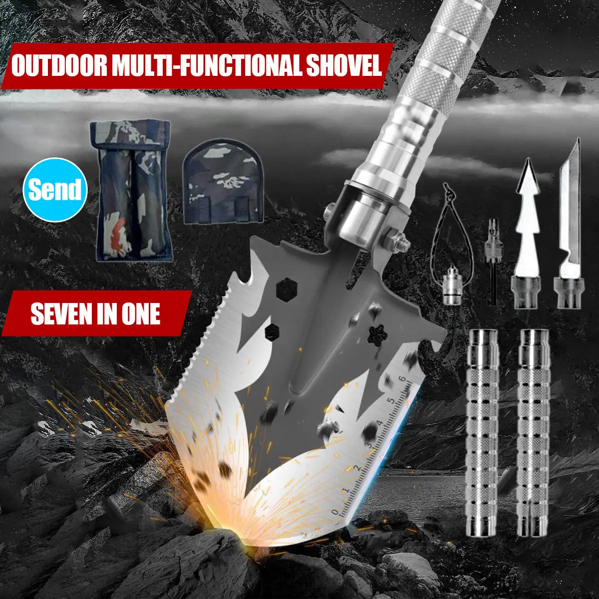 Skywolfeye Detachable Foldable Military Survival Shovel