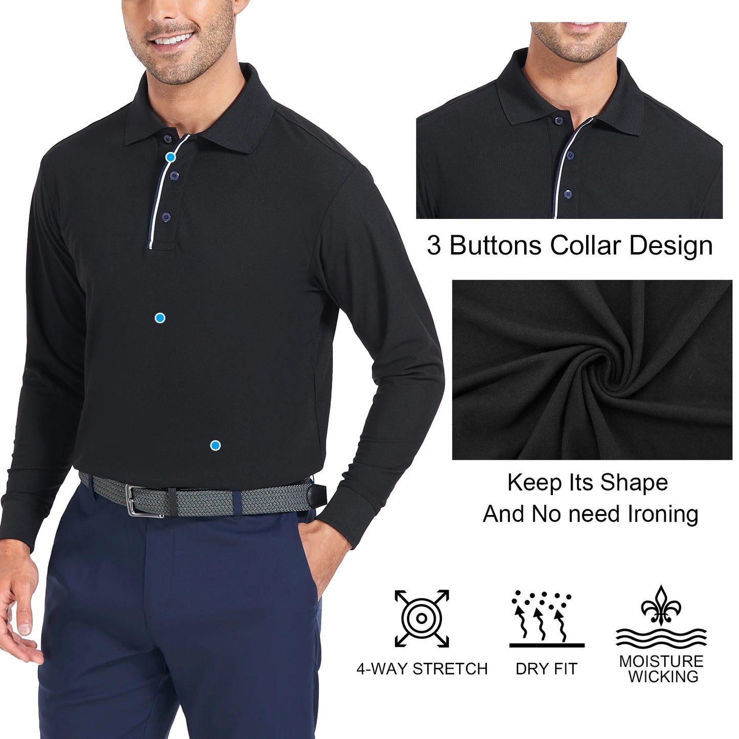 Hign-concerned Mens Dry Fit Long Sleeve Wicking Shirt