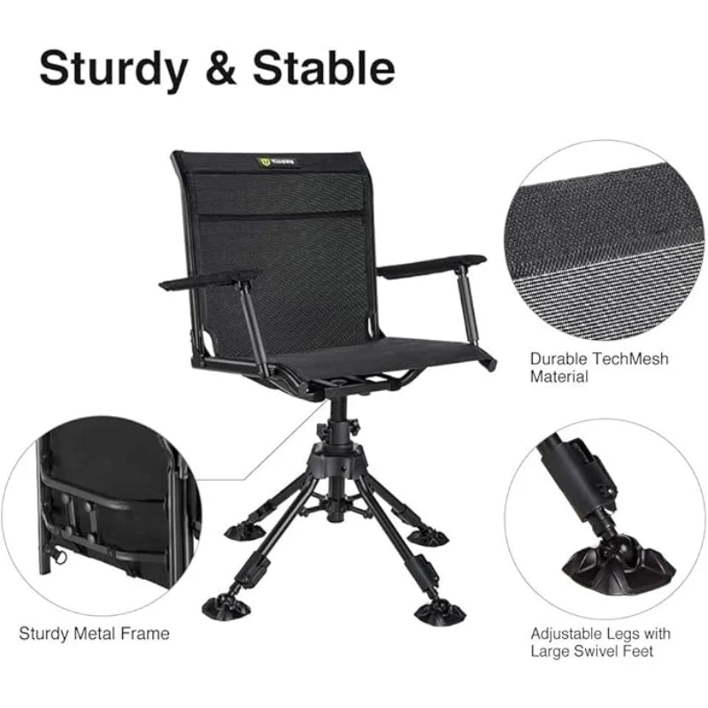 YTYINFold Hunting Chair 360 Degree Silent Swivel Folding