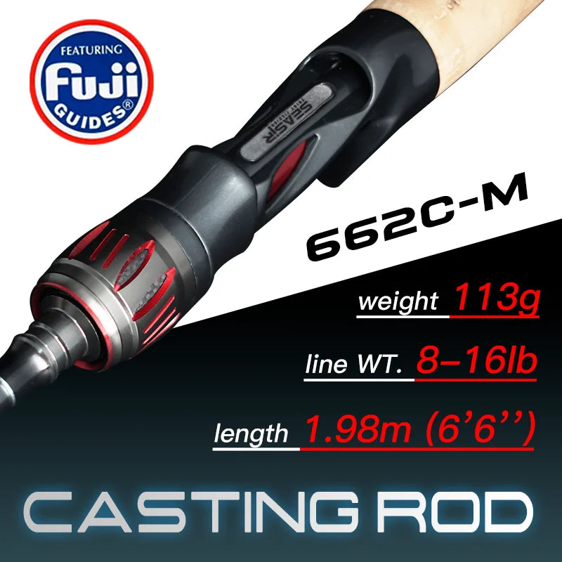 SeaSir Carbon Spinning Casting Fishing Rod With Fuji Guides
