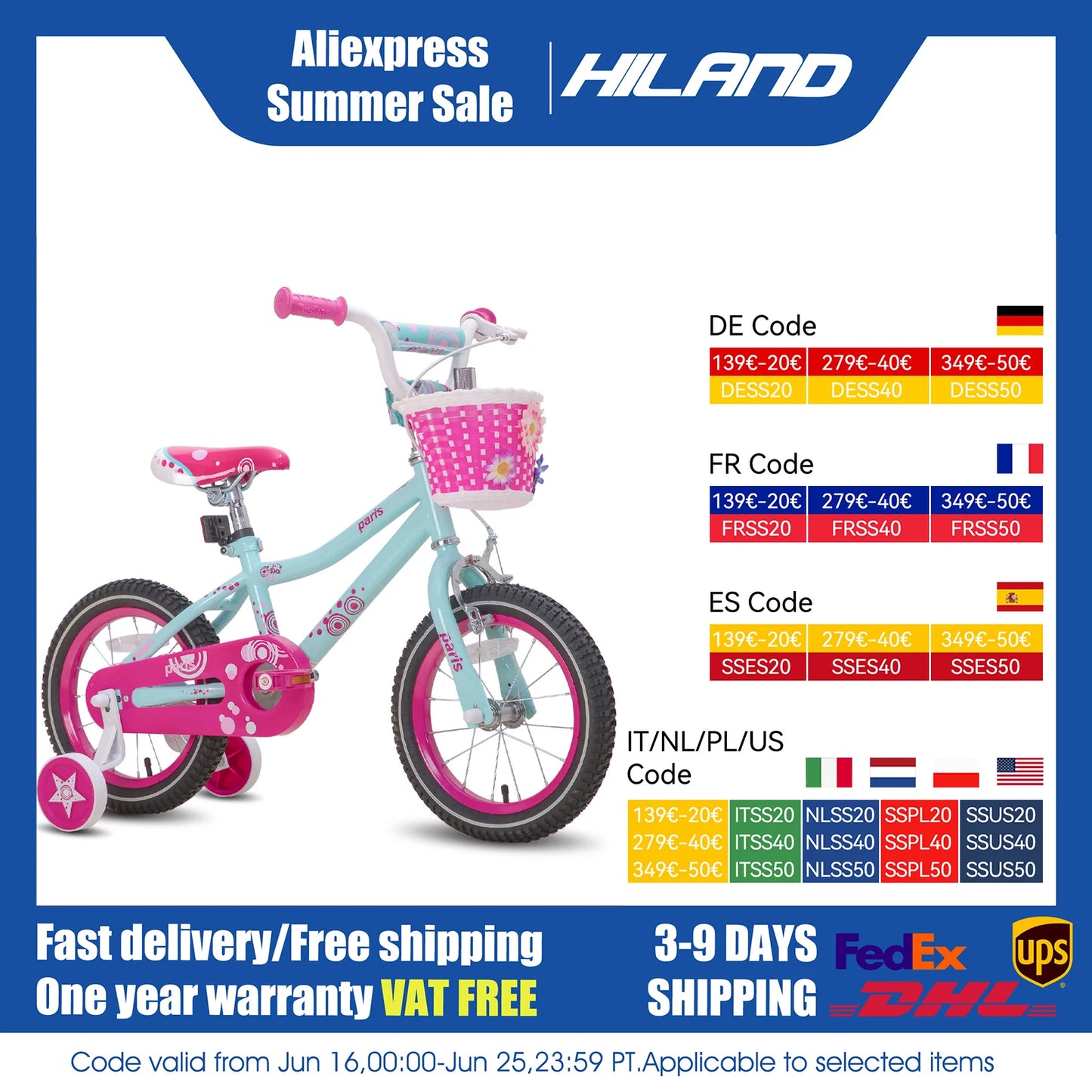 JOYSTAR Kids Bike With Training Wheels Basket Water Bottle Handbrake And Steel Frame