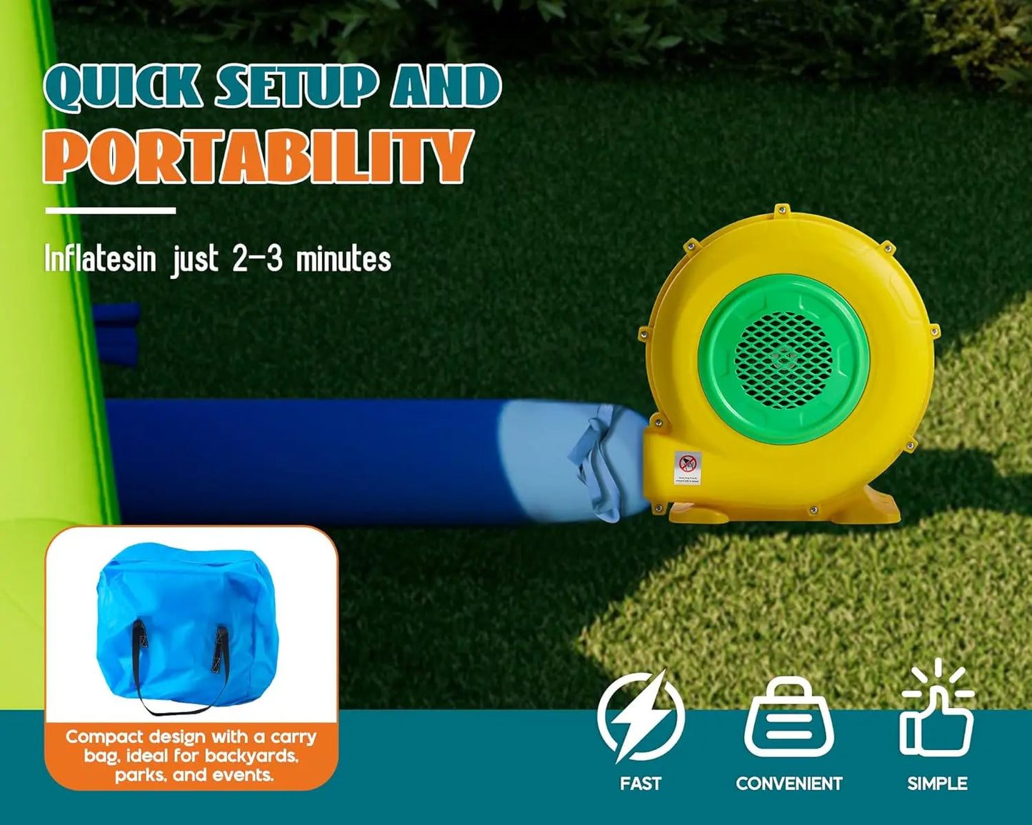 Inflatable Bounce House Castle With Slide And Air Blower For Outdoor Indoor Use Oxford Fabric