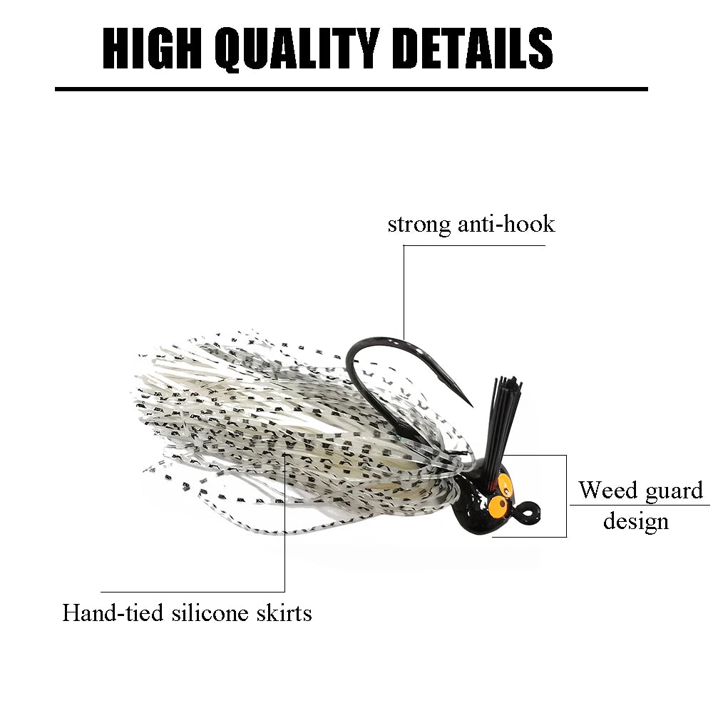 NoEnName Null 15pcs Bass Fishing Jigs Kit with Silicone Skirts
