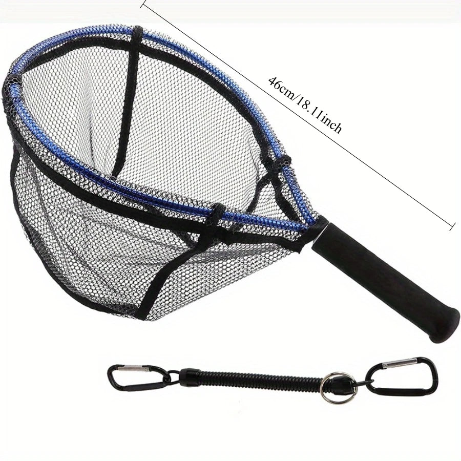 Hign Concerned Fly Fishing Landing Net Rubber Mesh Durable