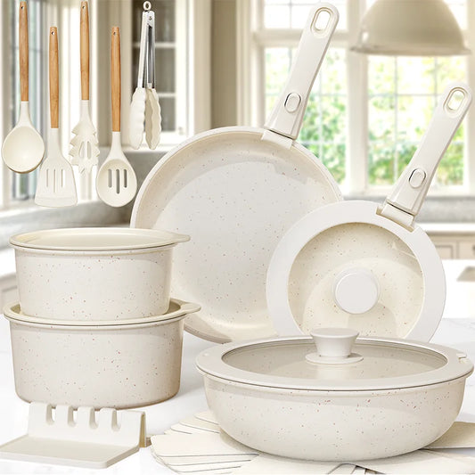 Astercook Ceramic Non Stick Cookware Set Sensor Handles