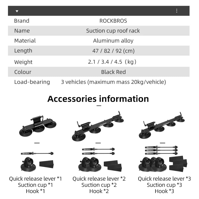 ROCKBROS Suction Roof Bike Rack Quick Install Carrier