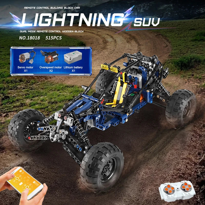 Mould King 18018 Blue Lightning RC Buggy Building Block