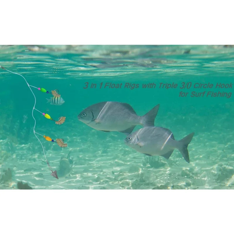 YTYINH Pompano Surf Fishing Rig Kit Triple Circle Hooks