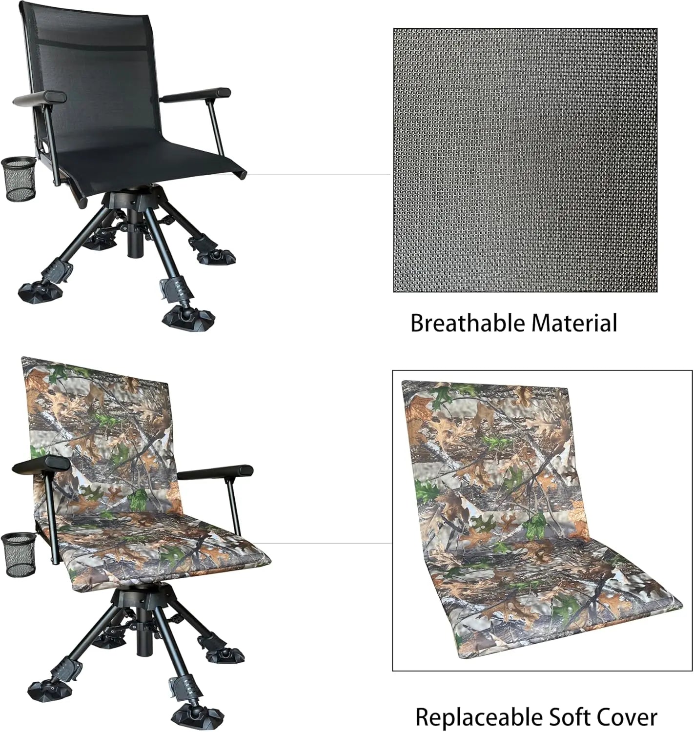 Hign Concerned Silent Swivel Portable Groundblind Chair