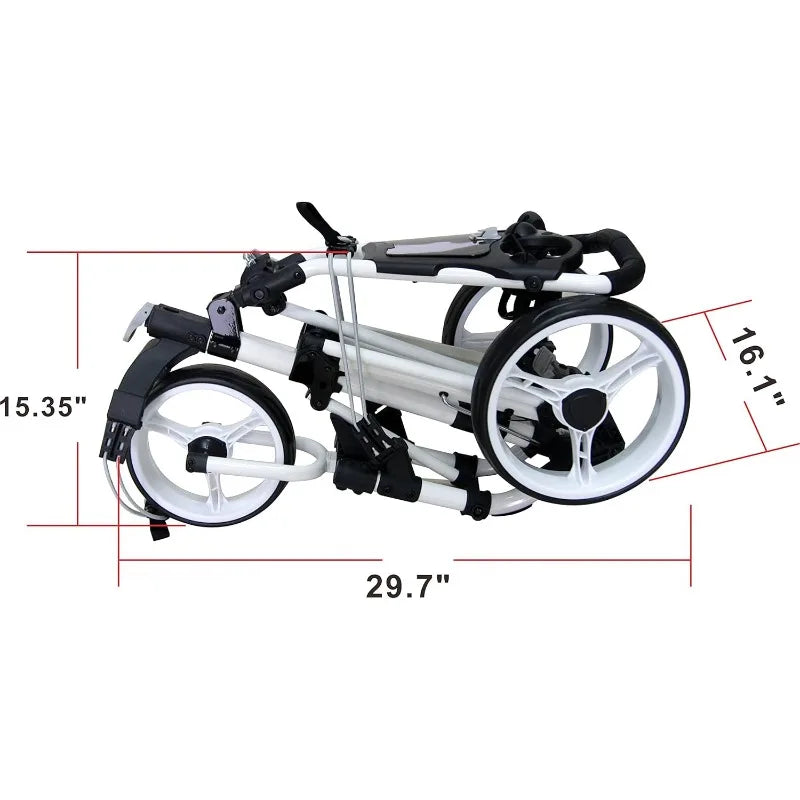 YTYIN Golf Push Cart 3 Wheel With Foot Brake Foldable