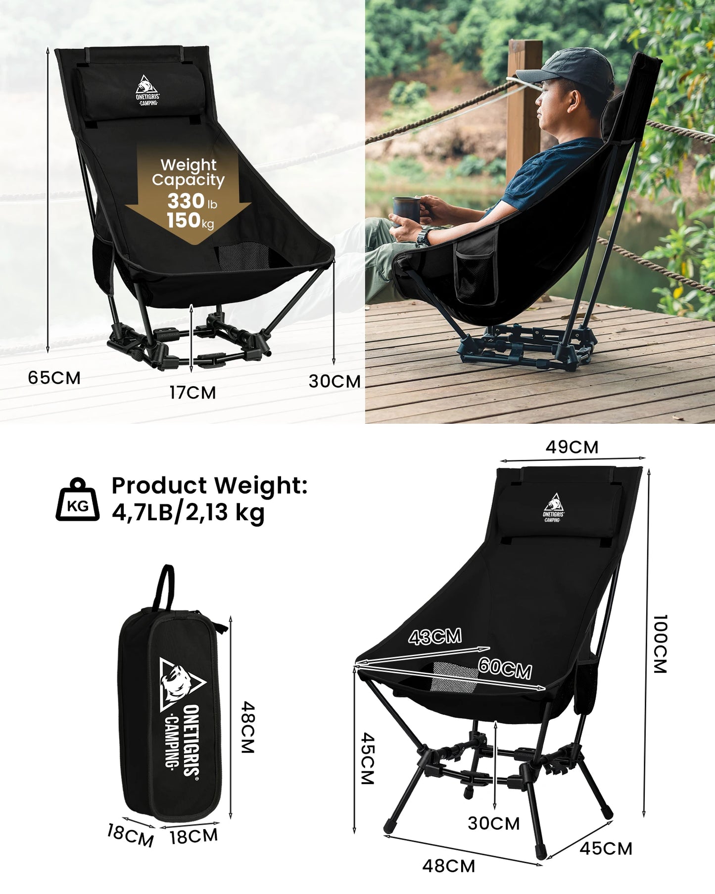 OneTigris Portable High Back Camping Chair For Outdoors