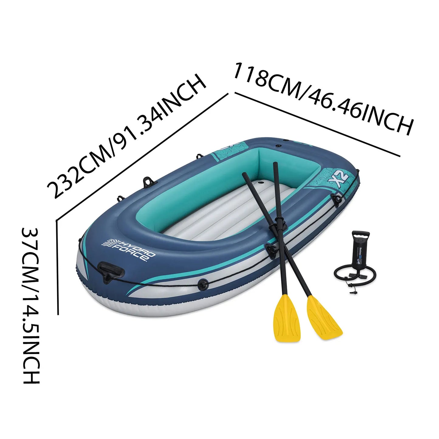Bestway 61153 Two Person Inflatable Kayak Durable PVC Boat