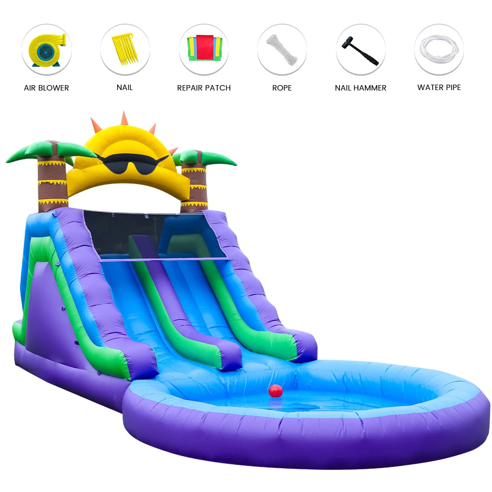 RTS Inflatable Double Water Slide Park Outdoor Play For Kids