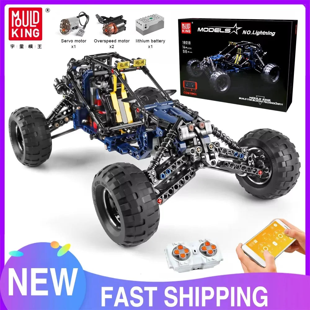 Mould King 18018 Blue Lightning RC Buggy Building Block