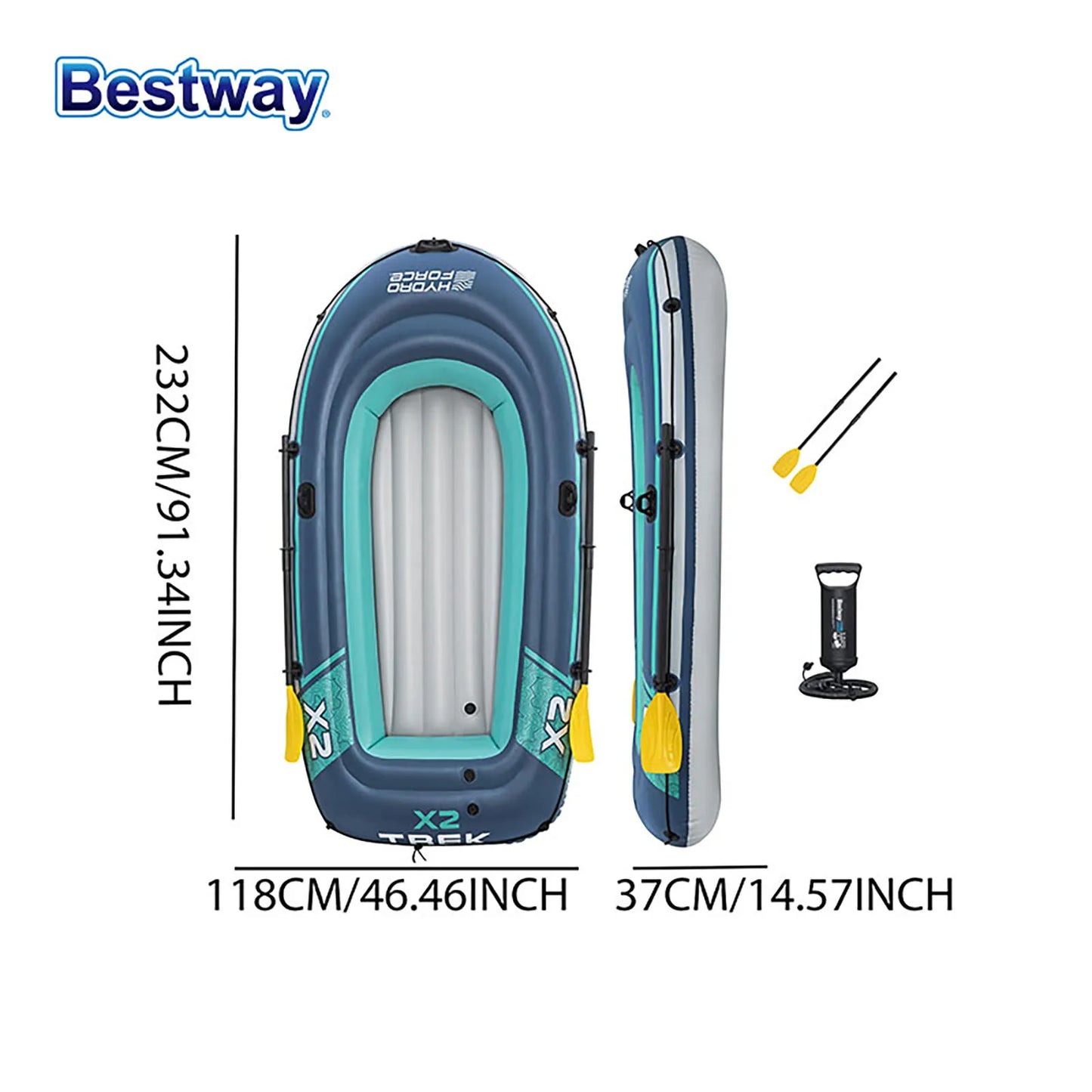 Bestway 61153 Two Person Inflatable Kayak Durable PVC Boat