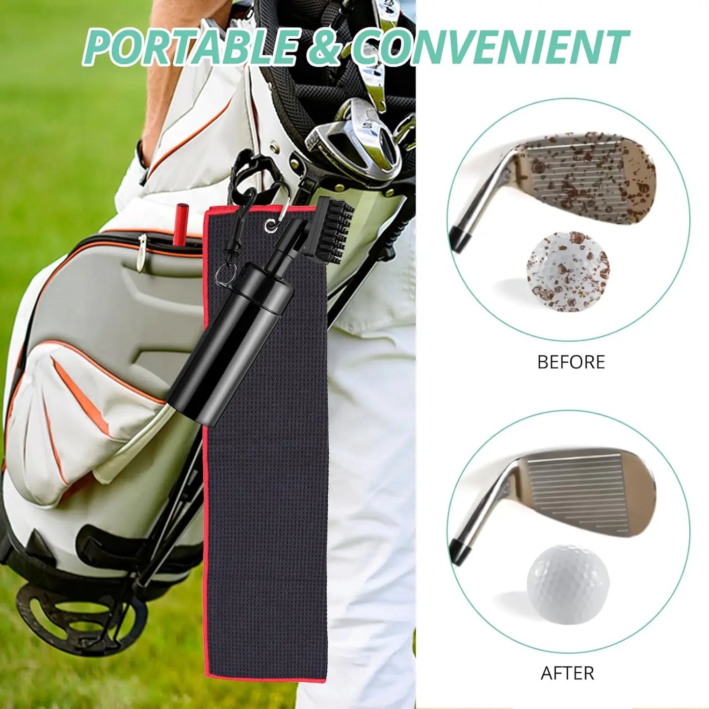 Golf Club Brush Cleaning Kit With Towel