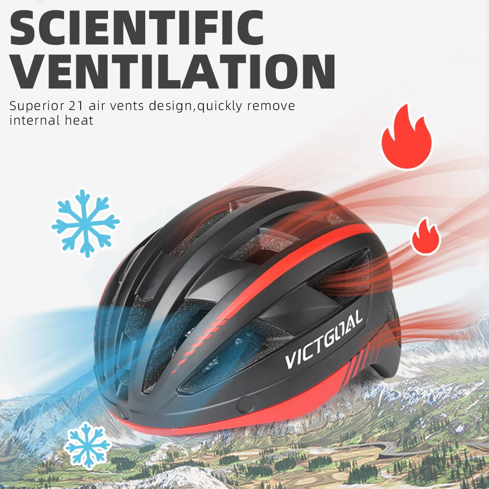 Victgoal MTB Helmet With Visor LED Rear Light Racing