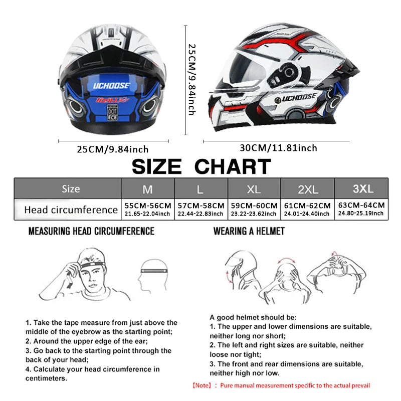 UCHOOSE Motorcycle Modular Flip Up Helmet For Off Road